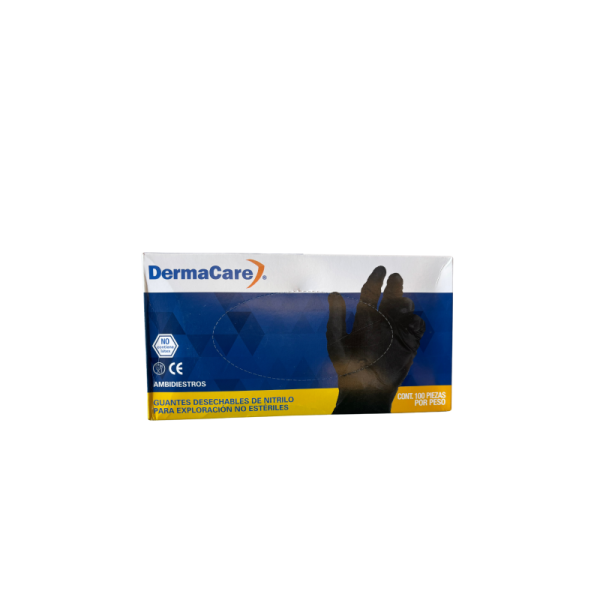 Guante Derma Negro Desechable C/100 Piezas
